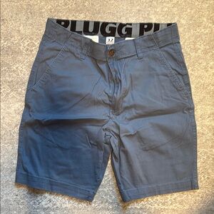 Plugg Blue Flat Front Shorts Casual Style